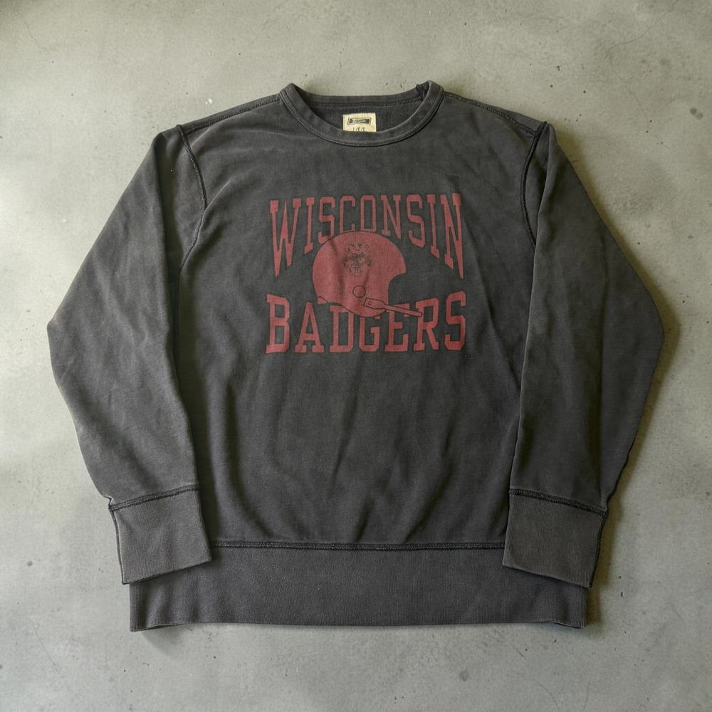 Tailgate Wisconsin Badgers Sweatshirt Mens Large Faded Black Crew Neck Football